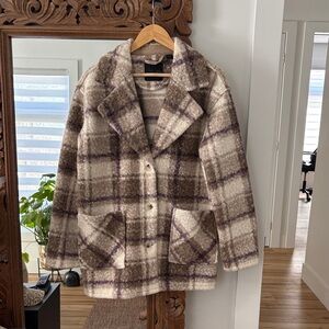 Plaid Wool-Blend Coat